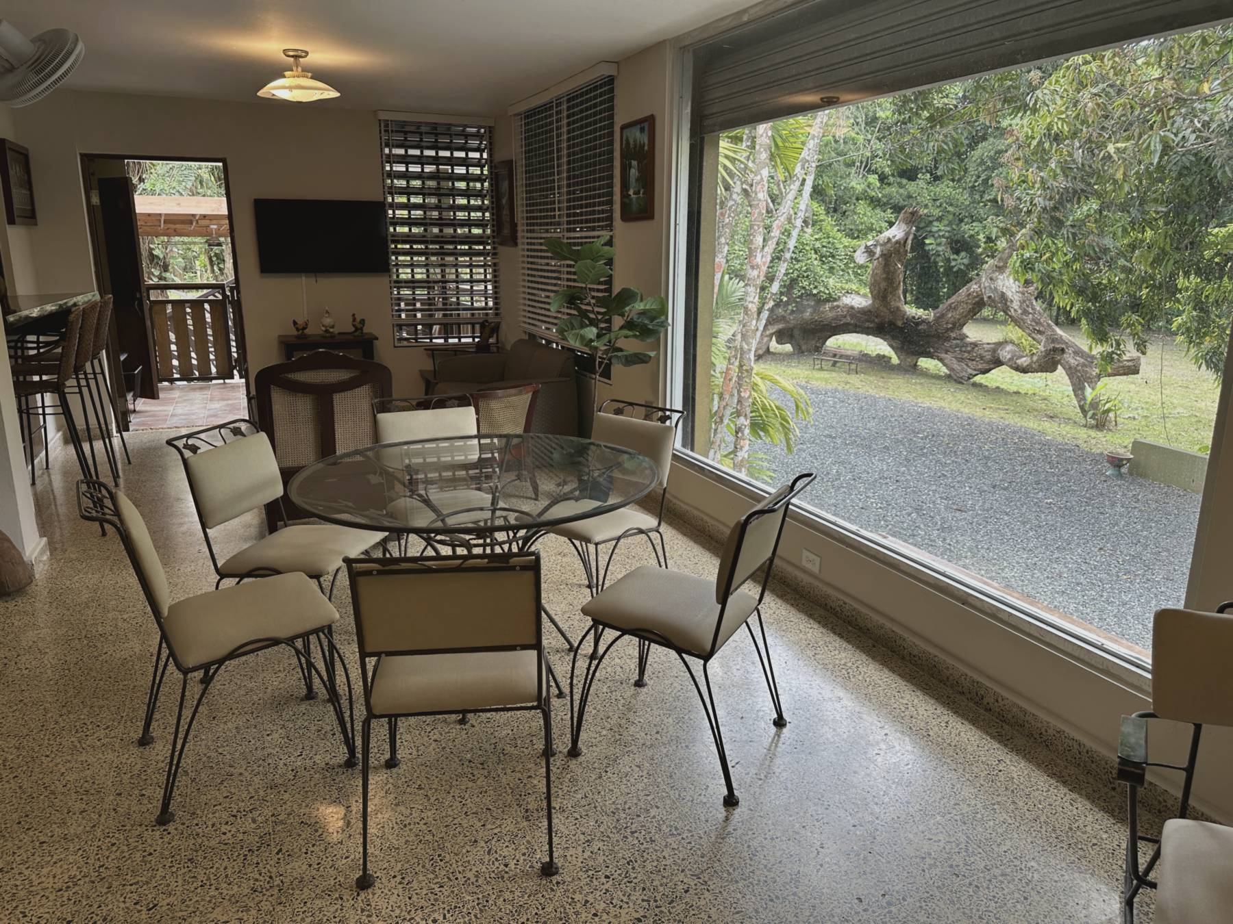 Casa Yuké dining room with forest view